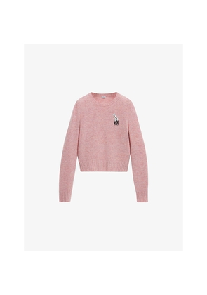 Womens Loewe Logo-Embroidered Long-Sleeve Wool Blend Jumper