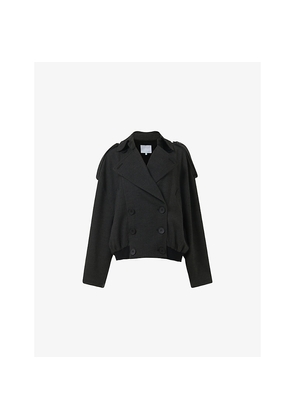 Womens Leem Trench Double-Breasted Woven Bomber Jacket