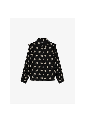 Womens The Kooples Collared Spot-Print Woven Shirt
