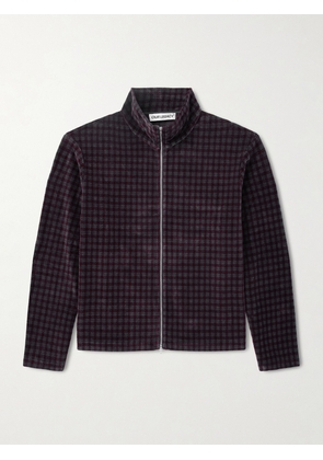 Our Legacy - Shrunken Checked Cotton-Blend Velour Track Jacket - Men - Burgundy - IT 44
