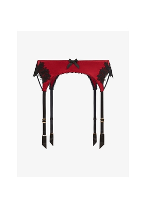 Womens Agent Provocateur Penelopi Embroidered Silk Suspenders