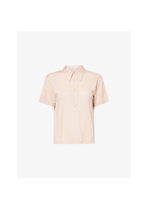 Womens Maison Margiela Short-Sleeve Logo-Embroidered Stretch-Woven Polo Shirt