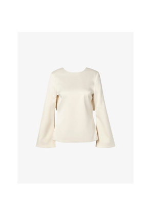 Womens Malina Elna Bow-Embroidered Satin Top