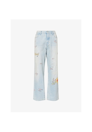 Mens Nahmias x Disney Printed Wide-Leg Denim Jeans