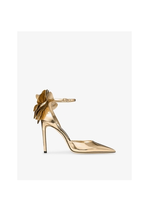 Womens Jimmy Choo Marja 100 Metallic-Leather Pumps