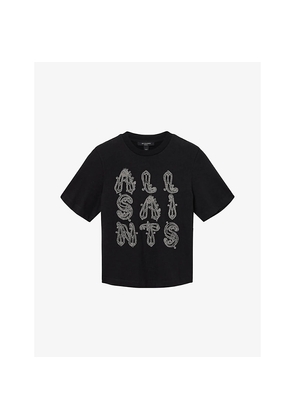 Womens Allsaints Ella Lisa Logo-Embellished Cotton T-Shirt