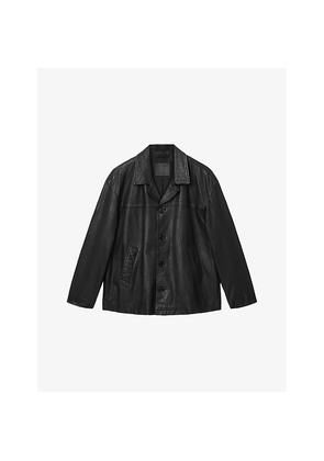 Mens Allsaints Bradwell Lapel-Collar Leather Coat