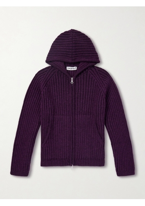 Our Legacy - Cropped Ribbed Wool Zip-Up Hoodie - Men - Purple - IT 44