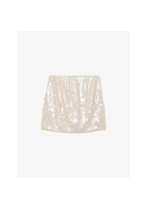 Womens Reiss Salia Sequin-Embellished Woven Mini Skirt