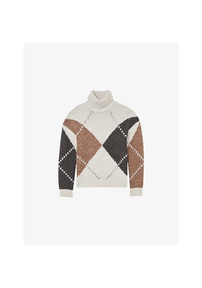 Mens Reiss Kennedy Argyle-Pattern Wool-Blend Jumper
