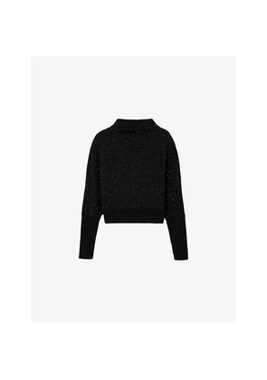 Womens Allsaints Ridley Sparkle Scoop-Neck Wool-Blend Jumper