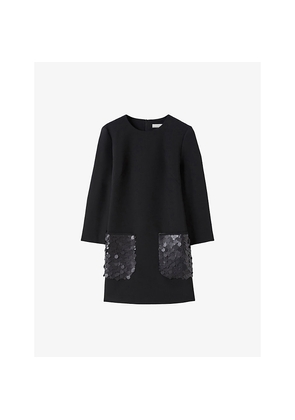 Womens Joseph Bixio Embellished-Pocket Satin Mini Dress