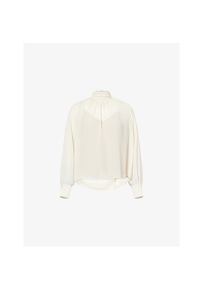 Womens Vince Draped High-Neck Woven Blouse