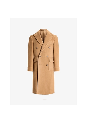 Mens Polo Ralph Lauren Lapel-Collar Double-Breasted Camel-Hair Overcoat