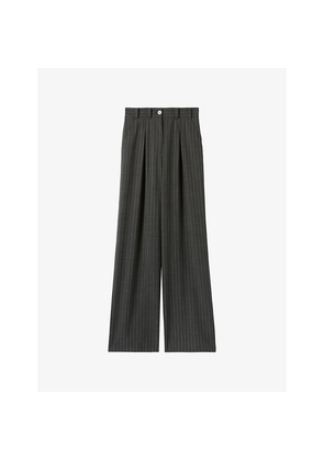 Womens Claudie Pierlot Pinstriped Straight-Leg High-Rise Stretch-Woven Trousers