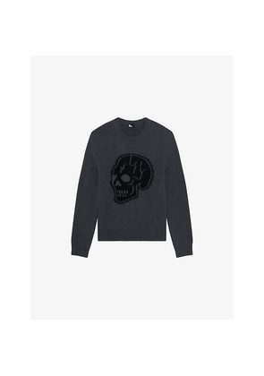 Mens The Kooples Crewneck Skull-Print Cotton Jumper