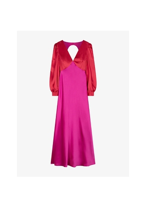Womens Omnes Francoise Long-Sleeve Satin Maxi Dress