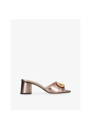 Womens Valentino Garavani Vlogo 60 Metallic Leather Mules