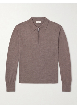 Officine Générale - Bene Merino Wool Half-Zip Polo Shirt - Men - Brown - XS