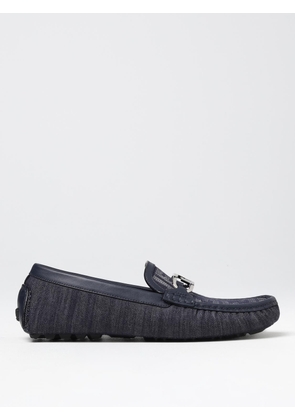 Fendi Lock moccasins in denim with jacquard FF monogram