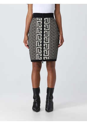 Balmain skirt in wool blend with monogram