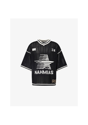 Mens Nahmias Star Football V-Neck Cotton-Knit T-Shirt