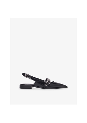 Womens Maje Eyelet-Embellished Leather Slingback Flats