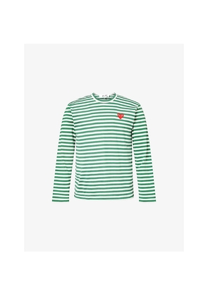 Mens Comme Des Garcons Play Striped Crewneck Cotton-Jersey T-Shirt