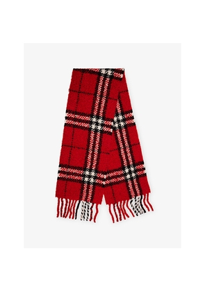 Womens Burberry Check-Pattern Wool-Blend Scarf