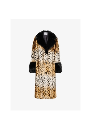 Womens Stand Studio Filippa Leopard-Print Faux-Fur Coat