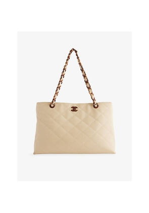 Womens Reselfridges Pre-Loved Chanel CC Quilted Caviar Bekko Chain Leather Tote Bag