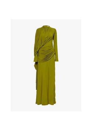 Womens Deme Suzie Draped Stretch-Mesh Gown