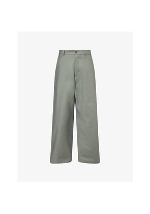 Mens Acne Studios Plass Double Wide-Leg Cotton-Poplin Trousers
