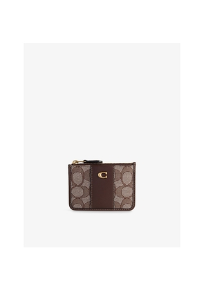 Womens Coach Logo-Print Mini Leather Card Holder