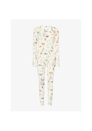 Womens Polo Ralph Lauren Ski-Print Waffle Cotton-Jersey Pyjama Set