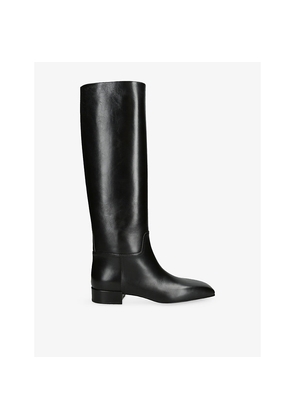 Womens Christen Square-Toe Leather Knee-High Boots