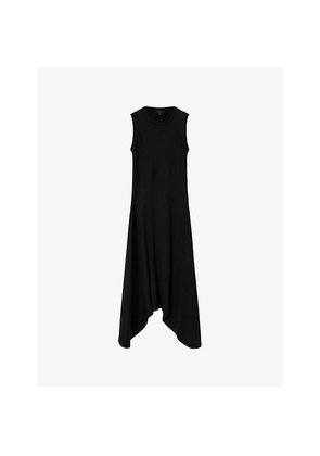 Womens Allsaints Gia Asymmetric-Hem Stretch-Cotton Maxi Dress