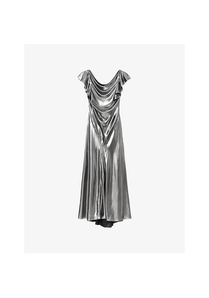 Womens Allsaints Floral Metallic Woven Maxi Dress