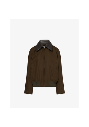 Mens Bottega Veneta Intrecciato-Collar Cotton-Twill Jacket