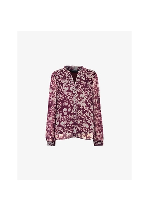 Womens Whistles Floral-Print V-Neck Woven Blouse