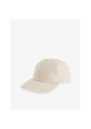 Mens Eleventy Suede-Trim Linen-Blend Cap