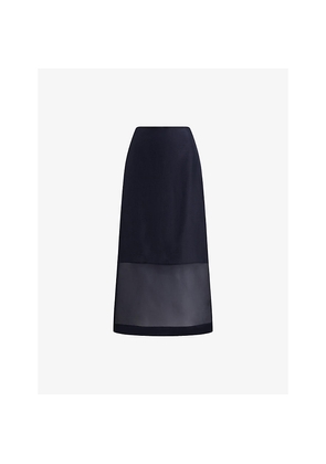 Womens Polo Ralph Lauren Straight-Fit High-Rise Silk Midi Skirt