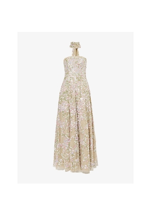 Womens Needle And Thread Dream Garland Floral-Sequinned Mesh Gown