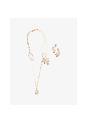 Womens Weekend Max Mara Acorn Crystal-Embellished Pendant Necklace and Drop Earrings Set