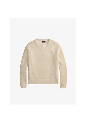 Mens Polo Ralph Lauren Waffle Logo-Embroidered Cotton and Wool-Blend Jumper