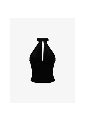 Womens House of CB Zia Halterneck Stretch-Velvet Top