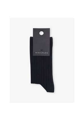 Womens Whistles Ribbed Stretch Cotton-Blend Crew Socks