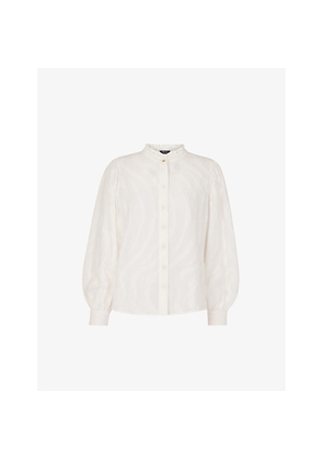 Womens Whistles Animal-Textured Stand-Collar Woven Shirt