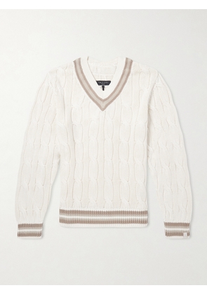 Rag & Bone - Tristan Striped Cable-Knit Cotton Sweater - Men - White - S