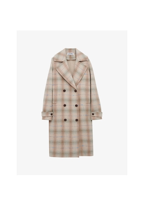 Womens Loewe Double-Breasted Checked Wool-Cashmere Blend Coat